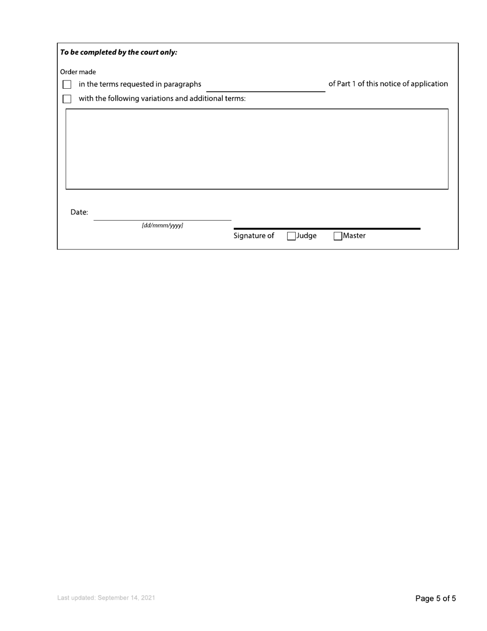 Form 66 Petition to the Court - British Columbia, Canada, Page 5