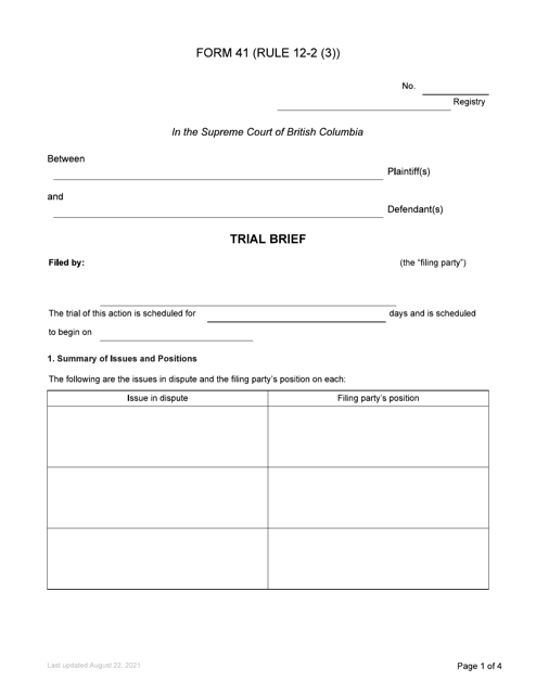 Form 41  Printable Pdf