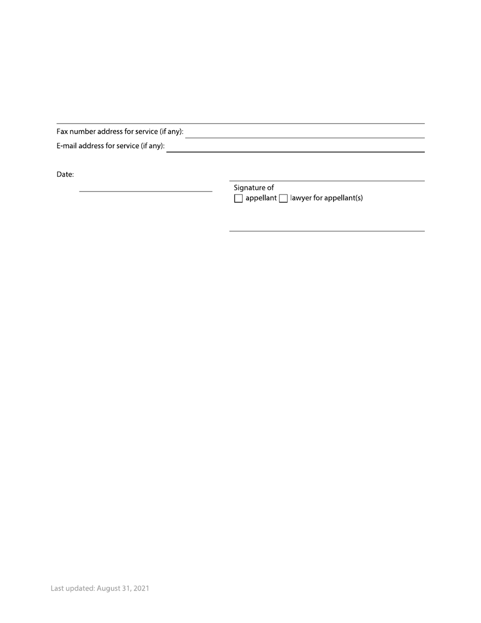 Form F80 Notice of Appeal - Standard Directions - British Columbia, Canada, Page 3