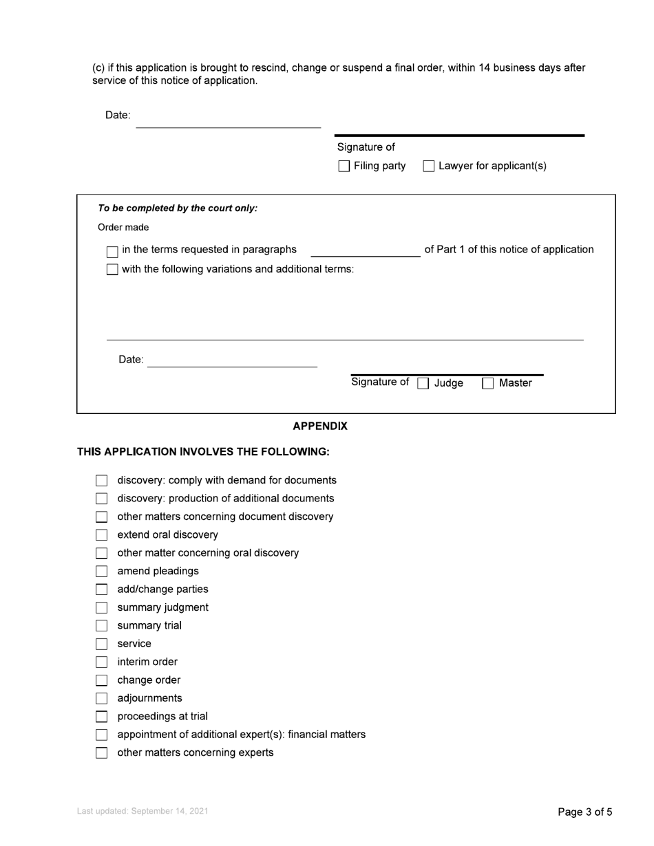 Form F31 Notice of Application - British Columbia, Canada, Page 3