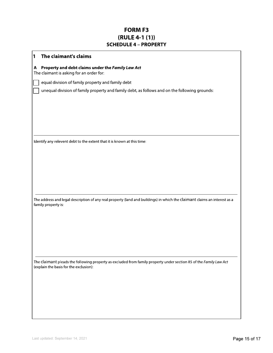 Form F3 Notice of Family Claim - British Columbia, Canada, Page 15