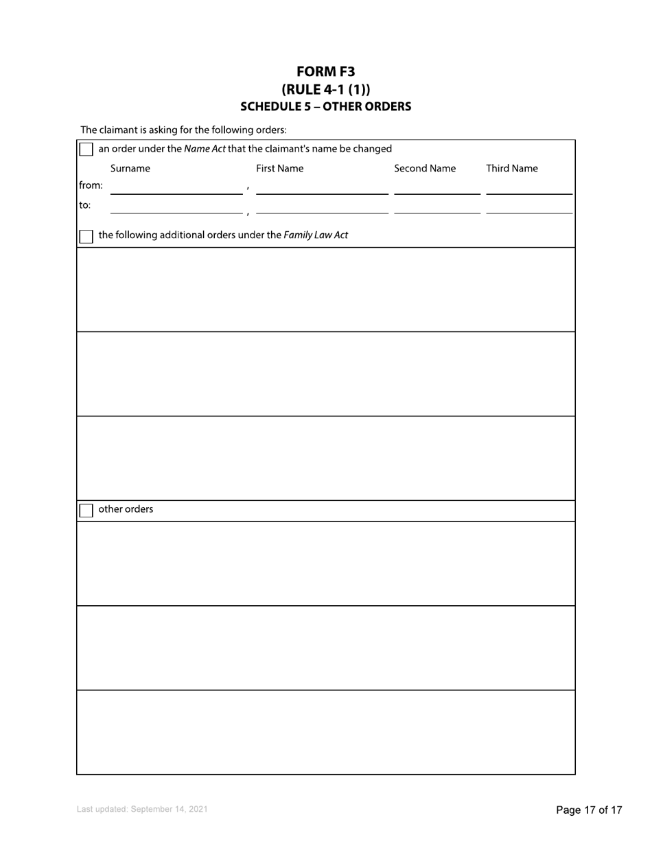 Form F3 Notice of Family Claim - British Columbia, Canada, Page 17
