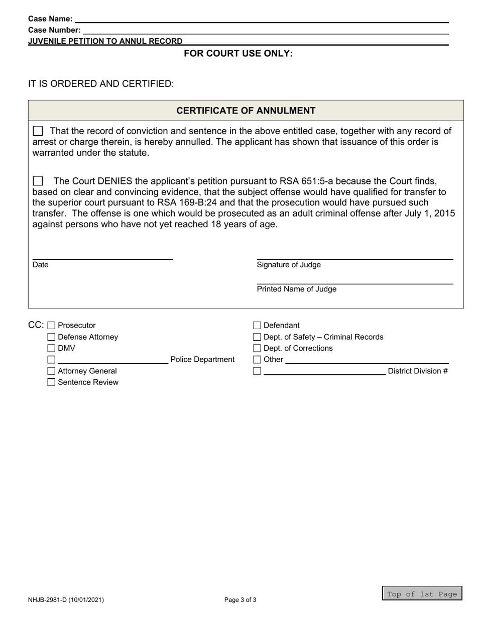 Form NHJB-2981-D Juvenile Petition to Annul Record (No Fee) - New Hampshire, Page 3