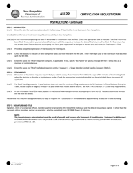 Form AU-22 Certification Request Form - New Hampshire, Page 4