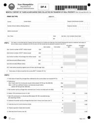 Form DP-4 &quot;Monthly Report of Taxes &amp; Surcharge Fees Collected on Transfer of Real Property&quot; - New Hampshire