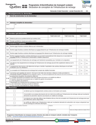 Forme V-3058 Declaration De Conception De L&#039;infrastructure De Recharge - Programme D&#039;electrification Du Transport Scolaire - Quebec, Canada (French)