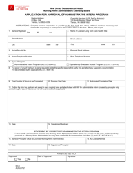 Form NH-8 &quot;Application for Approval of Administrative Intern Program&quot; - New Jersey