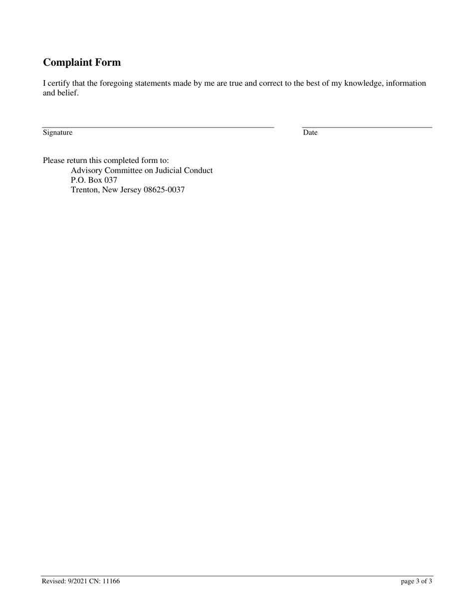 Form 11166 Complaint Form - New Jersey, Page 3