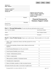Document preview: Form 11223 Financial Statement for Summary Support Actions - New Jersey