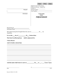 Form 12592 &quot;Universal Family Adjournment Order&quot; - New Jersey