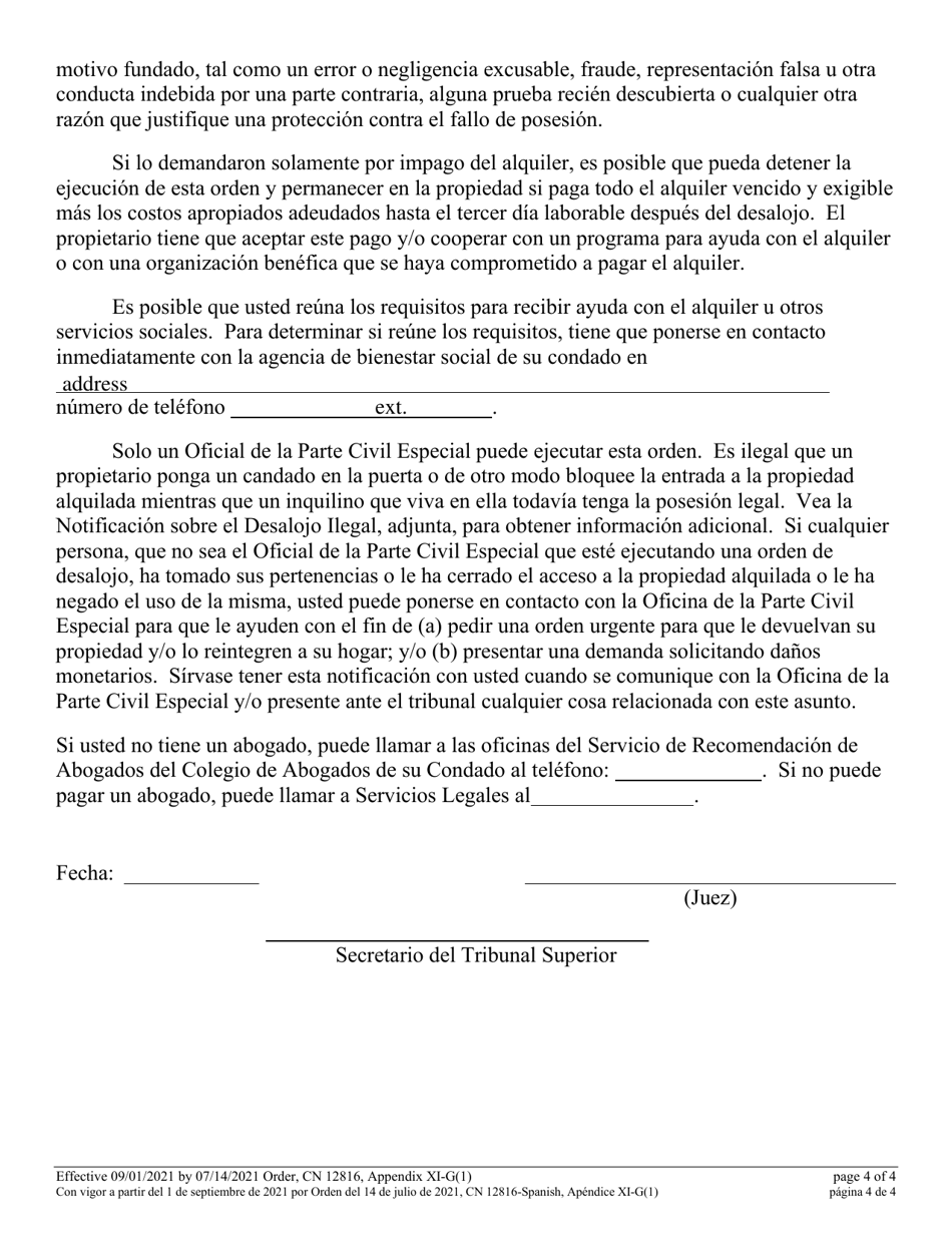 Form 12816 Appendix XI-G(1) Residential Warrant of Removal - New Jersey (English / Spanish), Page 4