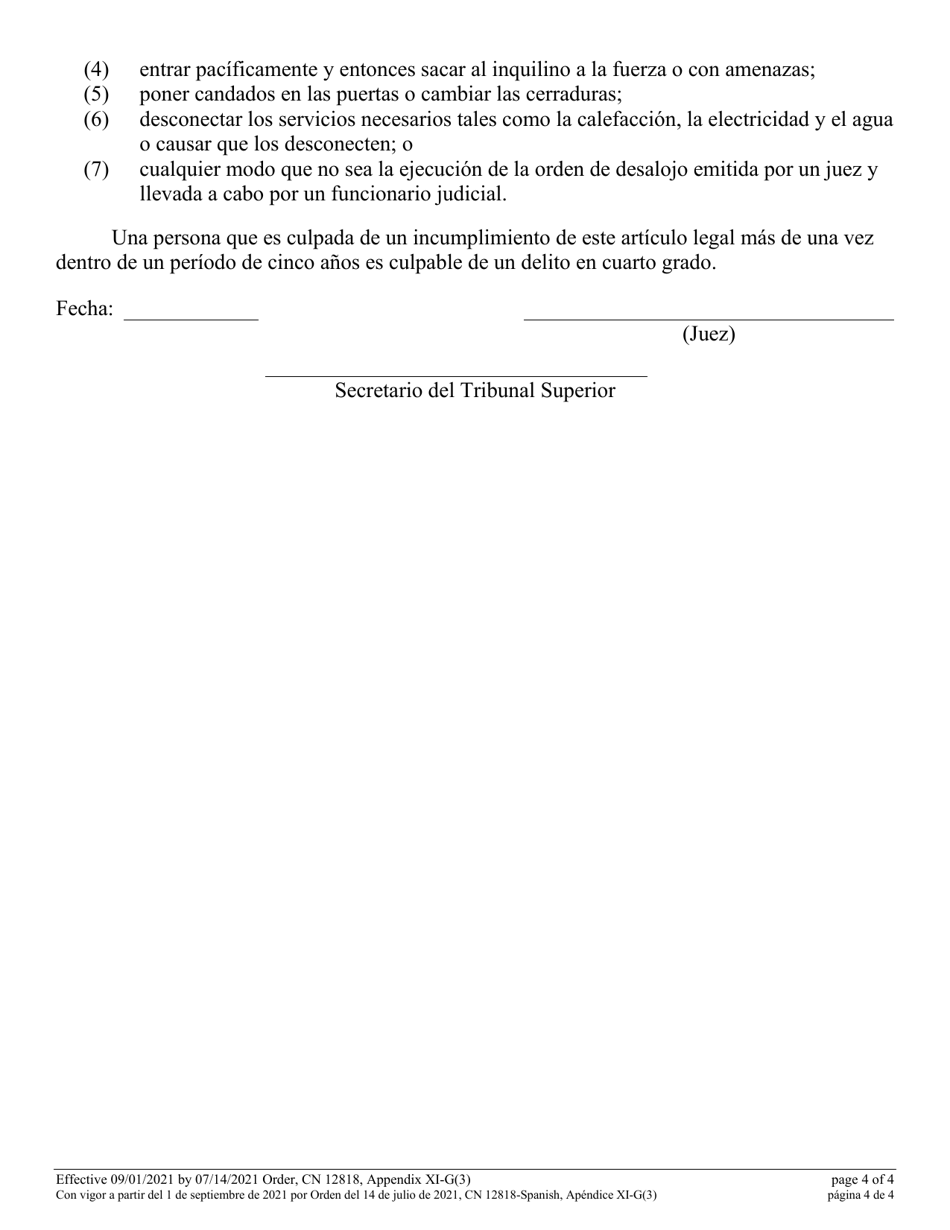 Form 12818 Appendix XI-G (3) Notice Regarding Illegal Eviction - New Jersey (English / Spanish), Page 4