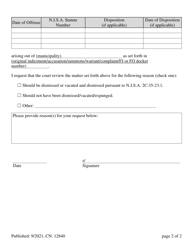 Form 12840 Motion - Requesting Judicial Review of Certain Marijuana and Hashish Cases Pursuant to the Marijuana Decriminalization Law, L. 2021, C.19 - New Jersey, Page 2