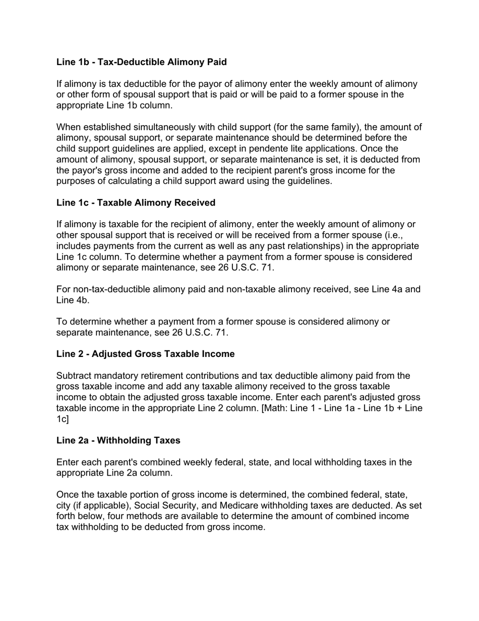 Instructions for Form 10788 Appendix IX-C Child Support Guidelines - Sole Parenting Worksheet - New Jersey, Page 10