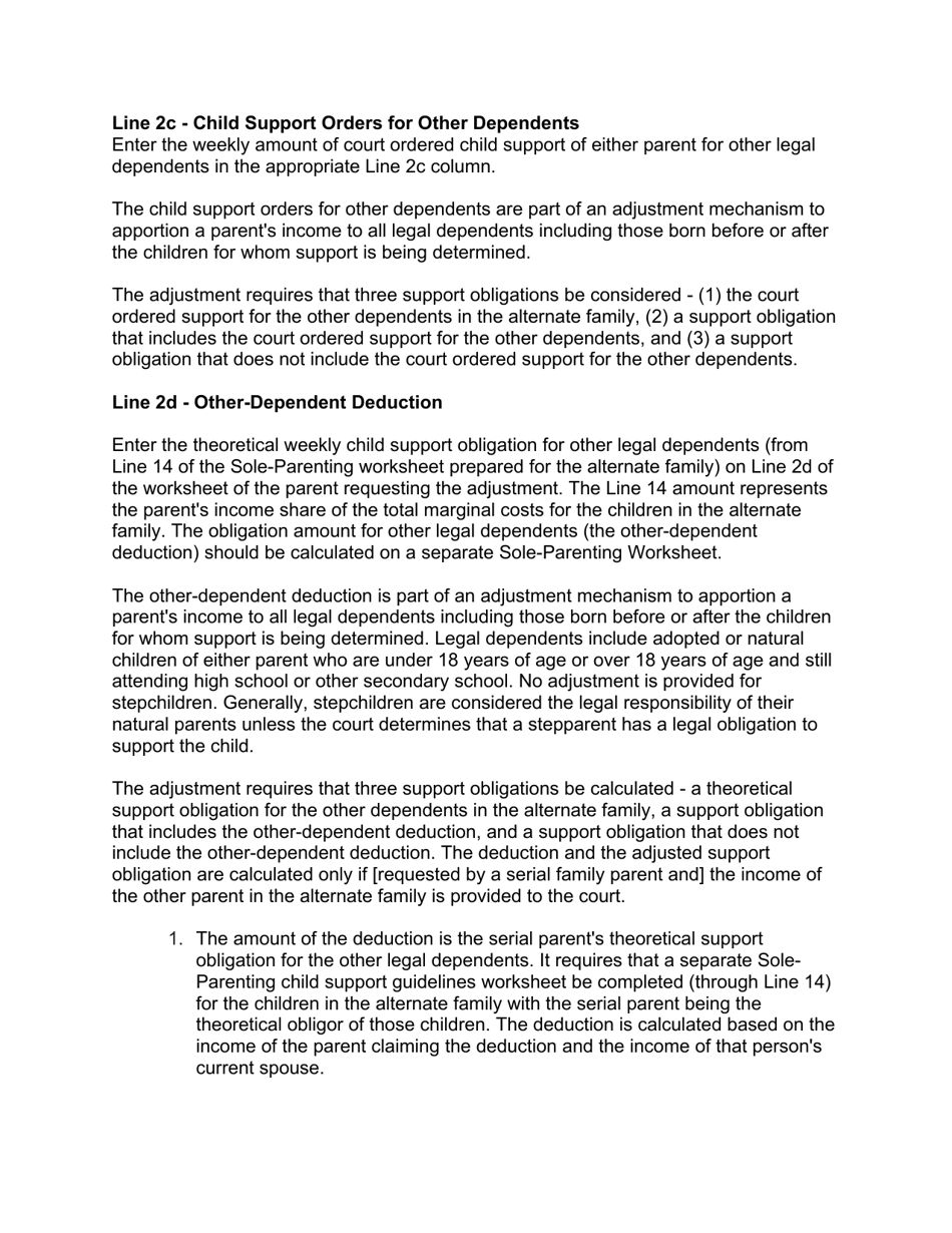 Instructions for Form 10788 Appendix IX-C Child Support Guidelines - Sole Parenting Worksheet - New Jersey, Page 12