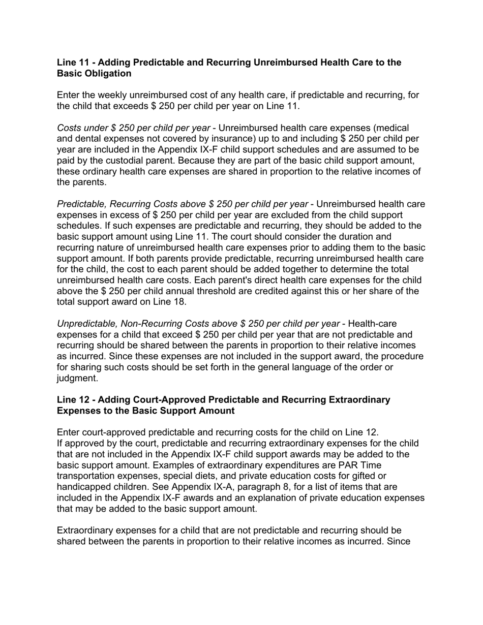 Instructions for Form 10788 Appendix IX-C Child Support Guidelines - Sole Parenting Worksheet - New Jersey, Page 17