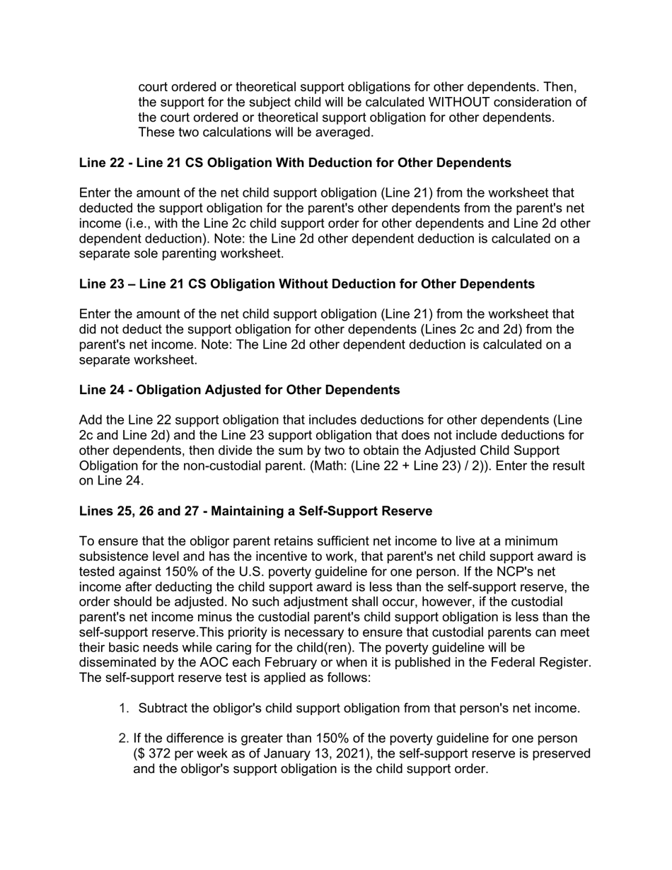 Instructions for Form 10788 Appendix IX-C Child Support Guidelines - Sole Parenting Worksheet - New Jersey, Page 21