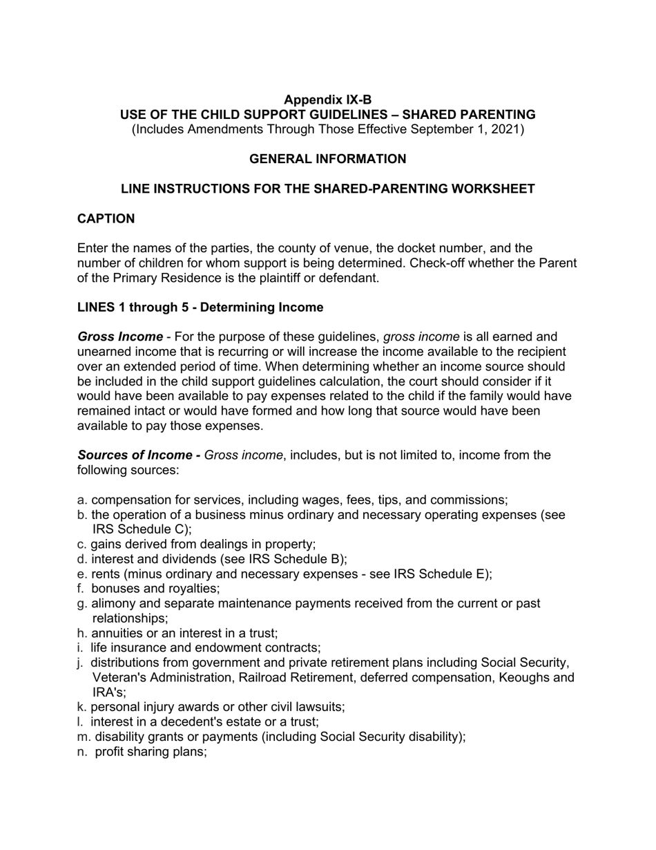 Instructions for Form 10788 Appendix IX-C Child Support Guidelines - Sole Parenting Worksheet - New Jersey, Page 23