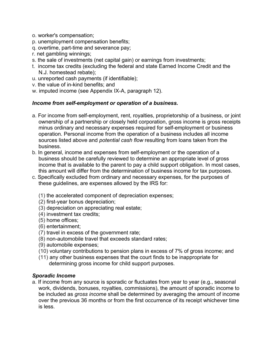 Instructions for Form 10788 Appendix IX-C Child Support Guidelines - Sole Parenting Worksheet - New Jersey, Page 24