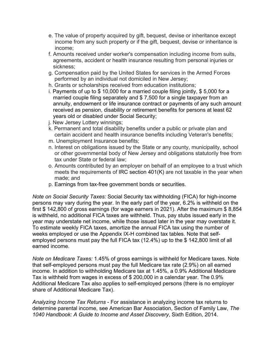 Instructions for Form 10788 Appendix IX-C Child Support Guidelines - Sole Parenting Worksheet - New Jersey, Page 28