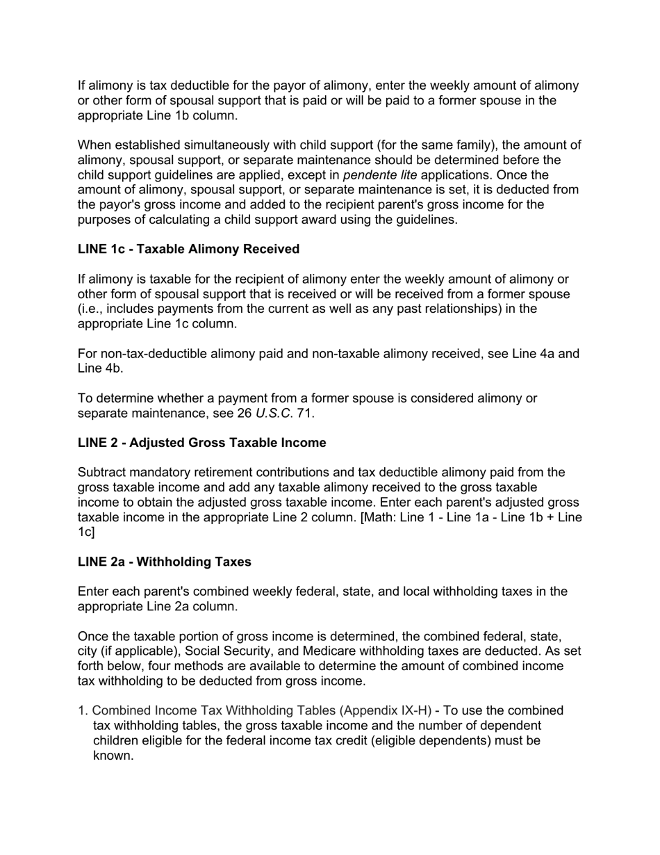 Instructions for Form 10788 Appendix IX-C Child Support Guidelines - Sole Parenting Worksheet - New Jersey, Page 30