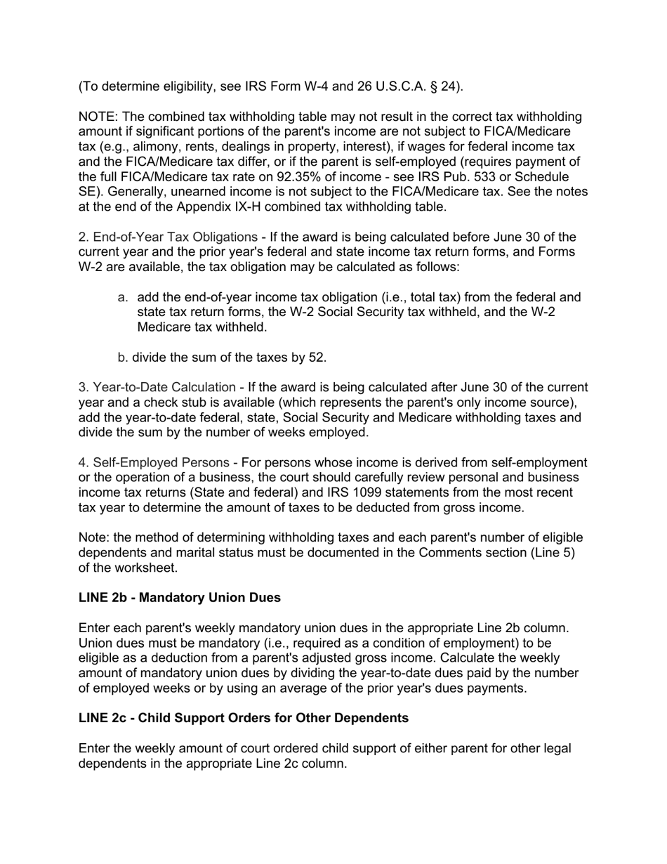 Instructions for Form 10788 Appendix IX-C Child Support Guidelines - Sole Parenting Worksheet - New Jersey, Page 31