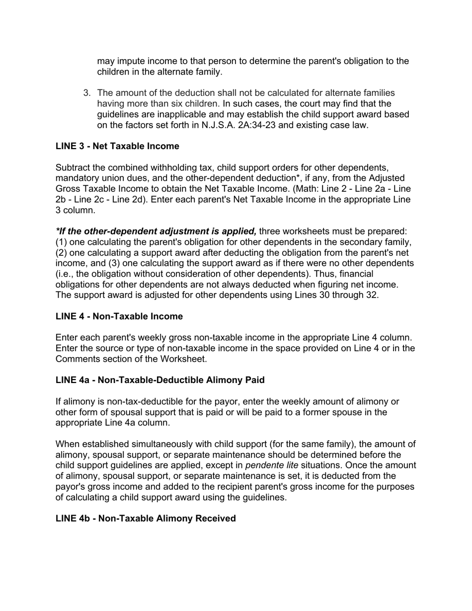 Instructions for Form 10788 Appendix IX-C Child Support Guidelines - Sole Parenting Worksheet - New Jersey, Page 33