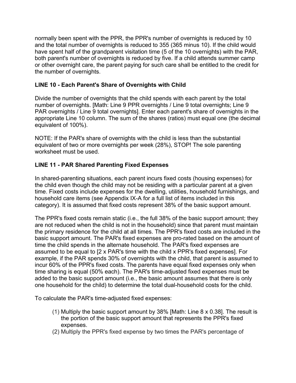 Instructions for Form 10788 Appendix IX-C Child Support Guidelines - Sole Parenting Worksheet - New Jersey, Page 36