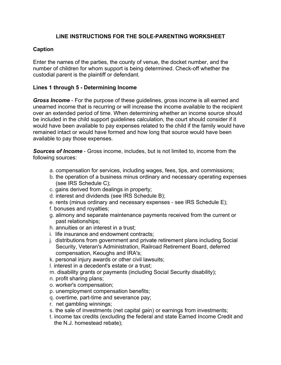 Instructions for Form 10788 Appendix IX-C Child Support Guidelines - Sole Parenting Worksheet - New Jersey, Page 3