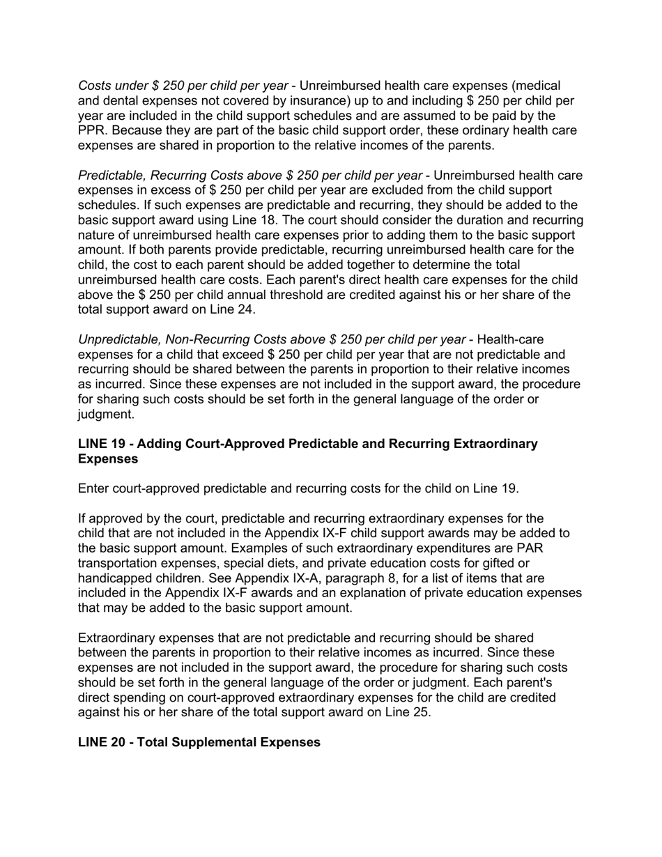 Instructions for Form 10788 Appendix IX-C Child Support Guidelines - Sole Parenting Worksheet - New Jersey, Page 40