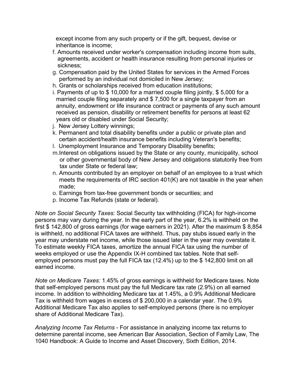 Instructions for Form 10788 Appendix IX-C Child Support Guidelines - Sole Parenting Worksheet - New Jersey, Page 8