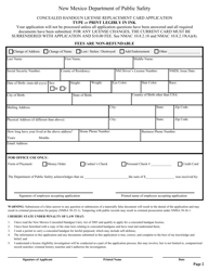 Concealed Handgun License Replacement Card Application - New Mexico, Page 2