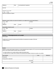 Forme F-NS09 Volet 2 Demande D&#039;aide Financiere - Soutien Aux Nouveaux Projets - Programme Novascience - Quebec, Canada (French), Page 2