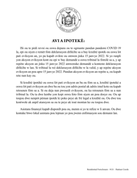Document preview: Mortgagor's Declaration of Covid-19-related Hardship - New York (Haitian Creole)