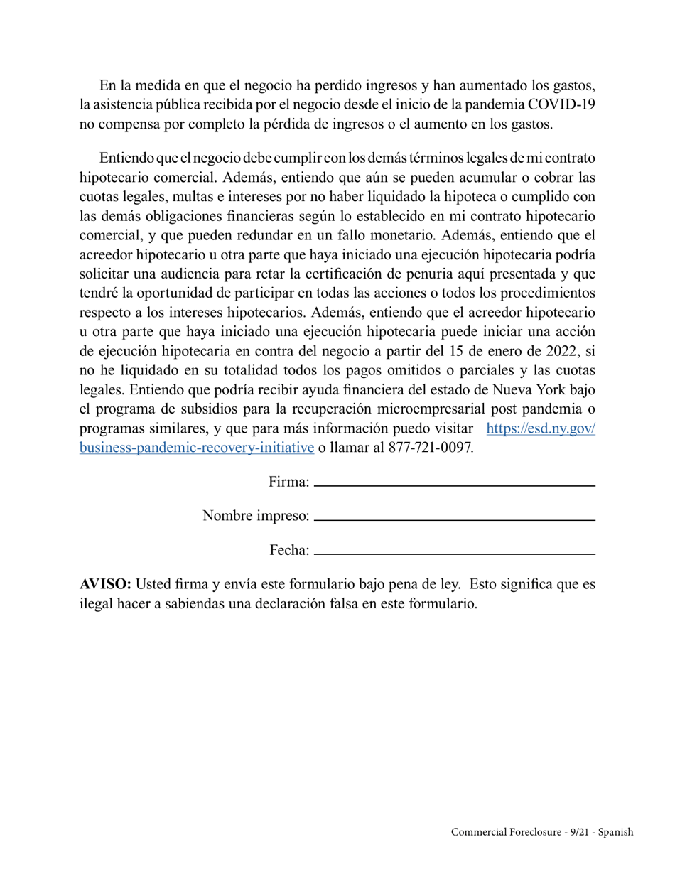 Declaracion Del Deudor Hipotecario De Penuria Relacionada Con Covid-19 - New York (Spanish), Page 3