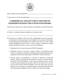 Commercial Tenant&#039;s Declaration of Hardship During the Covid-19 Pandemic - New York, Page 2