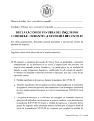 Declaracion De Penuria Del Inquilino Comercial Durante La Pandemia De Covid-19 - New York (Spanish), Page 2