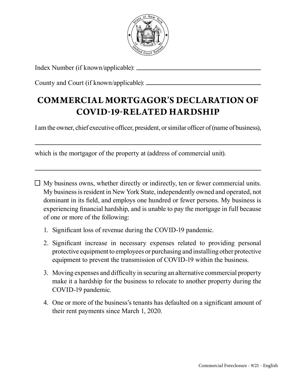 Commercial Mortgagors Declaration of Covid-19-related Hardship - New York, Page 2