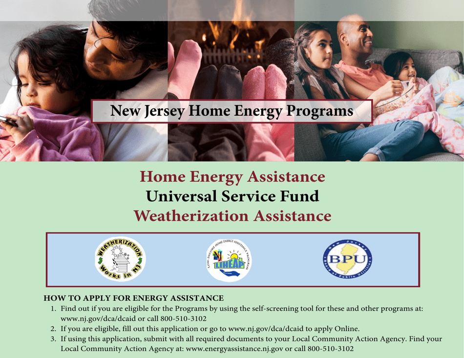 Home Energy Assistance (Hea) / Universal Service Fund (Usf) and Weatherization Application - New Jersey, Page 1