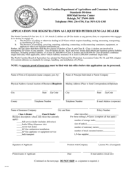 Application for Registration as Liquefied Petroleum Gas Dealer - North Carolina