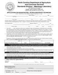 Document preview: Form NCA31 Application for Registration - Petroleum Device Technician - North Carolina