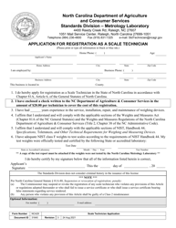 Document preview: Form NCA29 Application for Registration as a Scale Technician - North Carolina