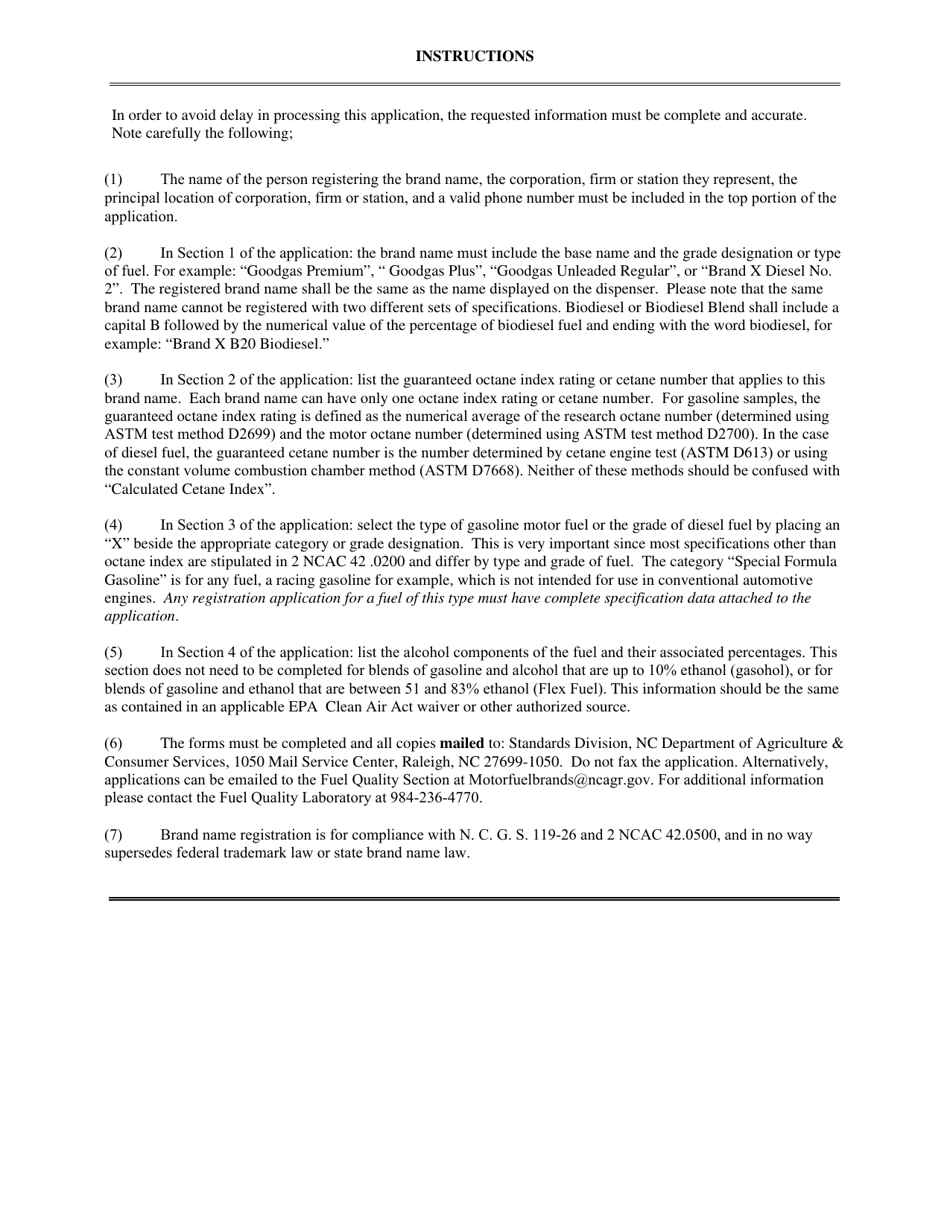 Form GO155 Application for Registration of Gasoline / Diesel Fuel Brand Name - North Carolina, Page 2