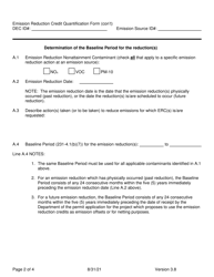 Emission Reduction Credit (Erc) Quantification Form (Nonattainment Contaminants Only) - New York, Page 2