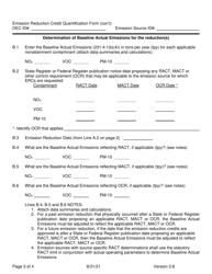 Emission Reduction Credit (Erc) Quantification Form (Nonattainment Contaminants Only) - New York, Page 3
