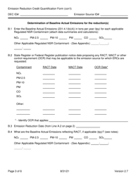 Emission Reduction Credit (Erc) Quantification Form (Attainment (Psd) Netting Only) - New York, Page 3