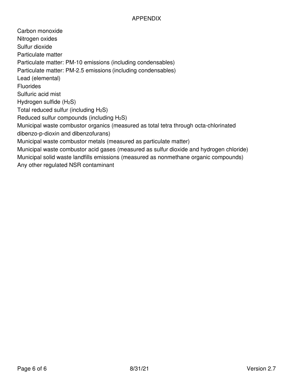 Emission Reduction Credit (Erc) Quantification Form (Attainment (Psd) Netting Only) - New York, Page 6