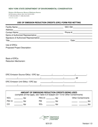 Document preview: Use of Emission Reduction Credits (Erc) Form Psd Netting - New York