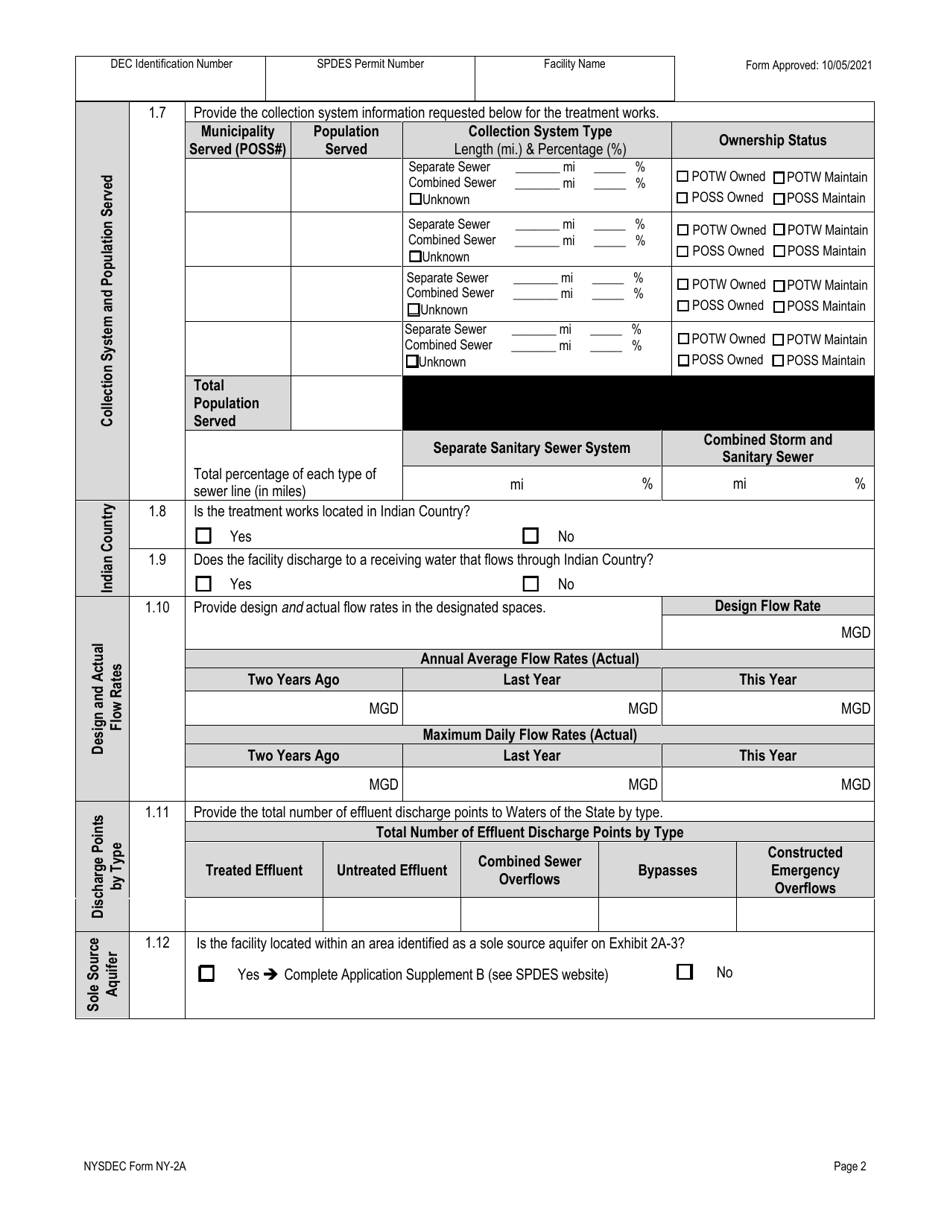 DEC Form NY-2A Application for Spdes Permit to Discharge Wastewater - New and Existing Publicly Owned Treatment Works - New York, Page 14