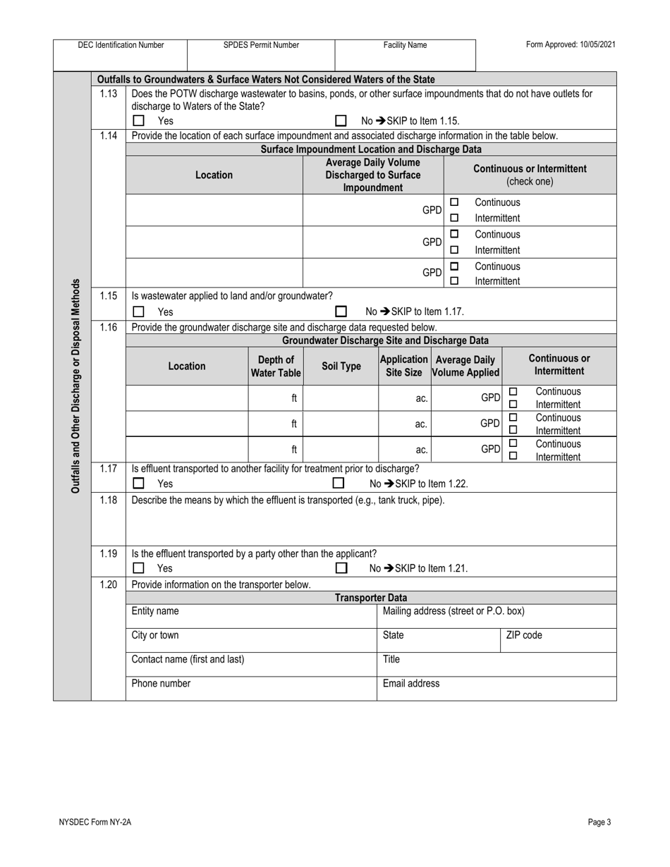 DEC Form NY-2A Application for Spdes Permit to Discharge Wastewater - New and Existing Publicly Owned Treatment Works - New York, Page 15
